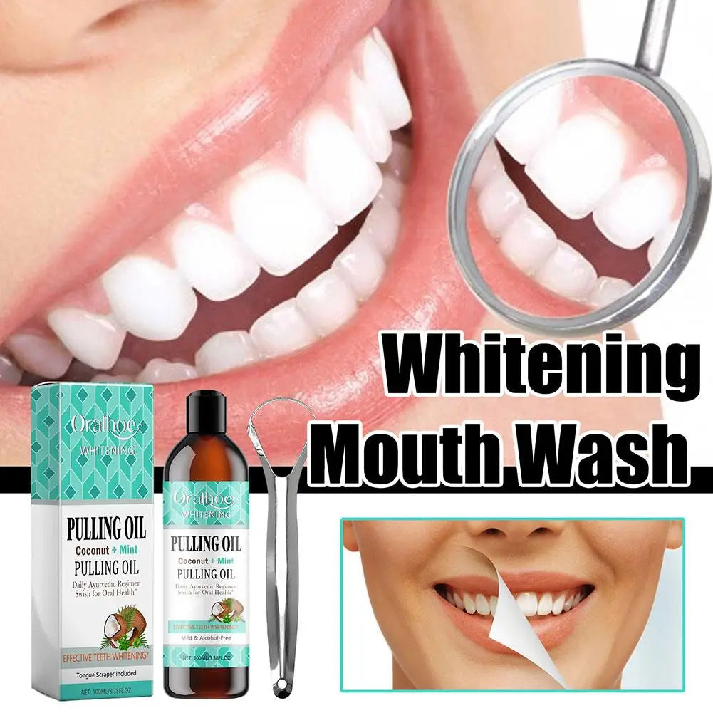 NEW Coconut Mint Pulling Oil Mouthwash Alcohol-free Teeth Whitening Fresh Oral Breath Oral Jelly Whitening Teeth Set