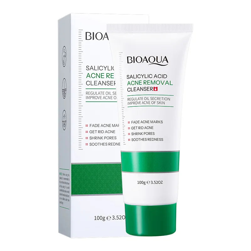 BIOAOUA Salicylic Acid Facial Cleanser Acne Treatment Moisturizing Oil Control skincare Face Wash Foam Face Cleanser Skin Care