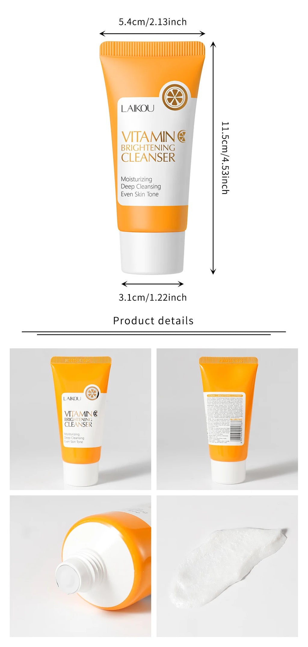 Vitamin C Facial Cleanser 50g Hydrating Moisturizing Deep Cleanse Refines Pores Brightening Skin Care Product korean skin care