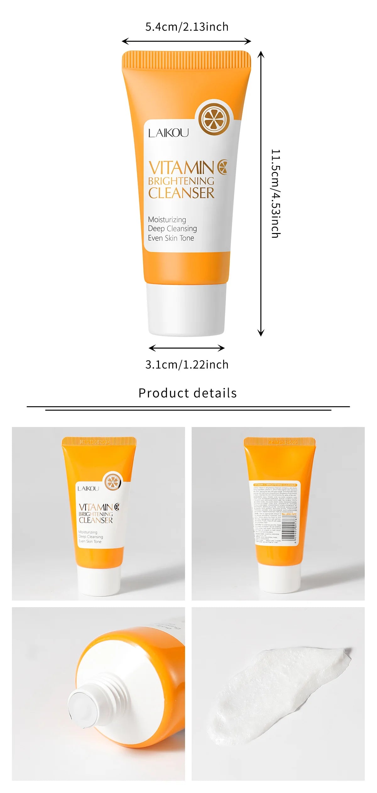 Vitamin C Facial Cleanser 50g Hydrating Moisturizing Deep Cleanse Refines Pores Brightening Skin Care Product korean skin care