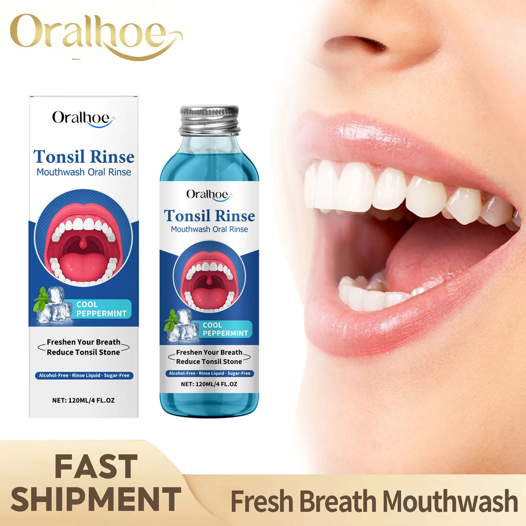 Oral Fresh Mouthwash Remove Mouth Odor Reduce Tonsil Stone Lasting Fresh Alcohol-Free Oral Hygiene Cleaning Peppermint Mouthwash