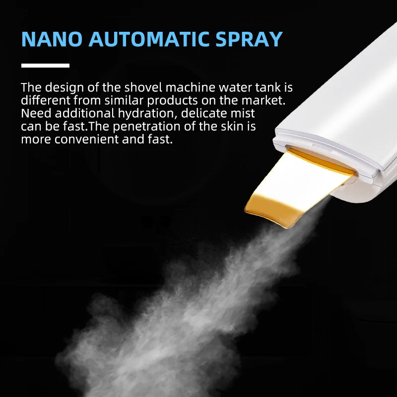 Limpiador Facial Electric Blackhead Remover Exfoliator Moisturizing Facial Cleaner Nano Spray Technology Metal Scraper Tool