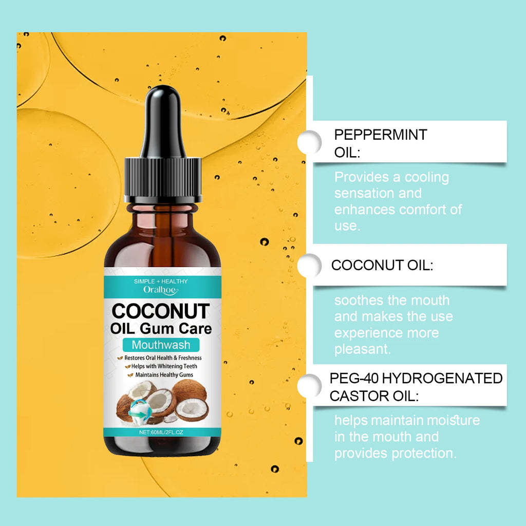 Coconut Mint Pulling Oil Mouthwash Alcohol-Free Teeth Stains Remover Whiten Odor Removal Fresh Breath Oral Hygiene Toothpaste