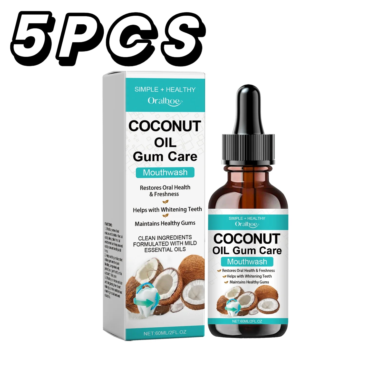 Coconut Mint Pulling Oil Mouthwash Alcohol-Free Teeth Stains Remover Whiten Odor Removal Fresh Breath Oral Hygiene Toothpaste