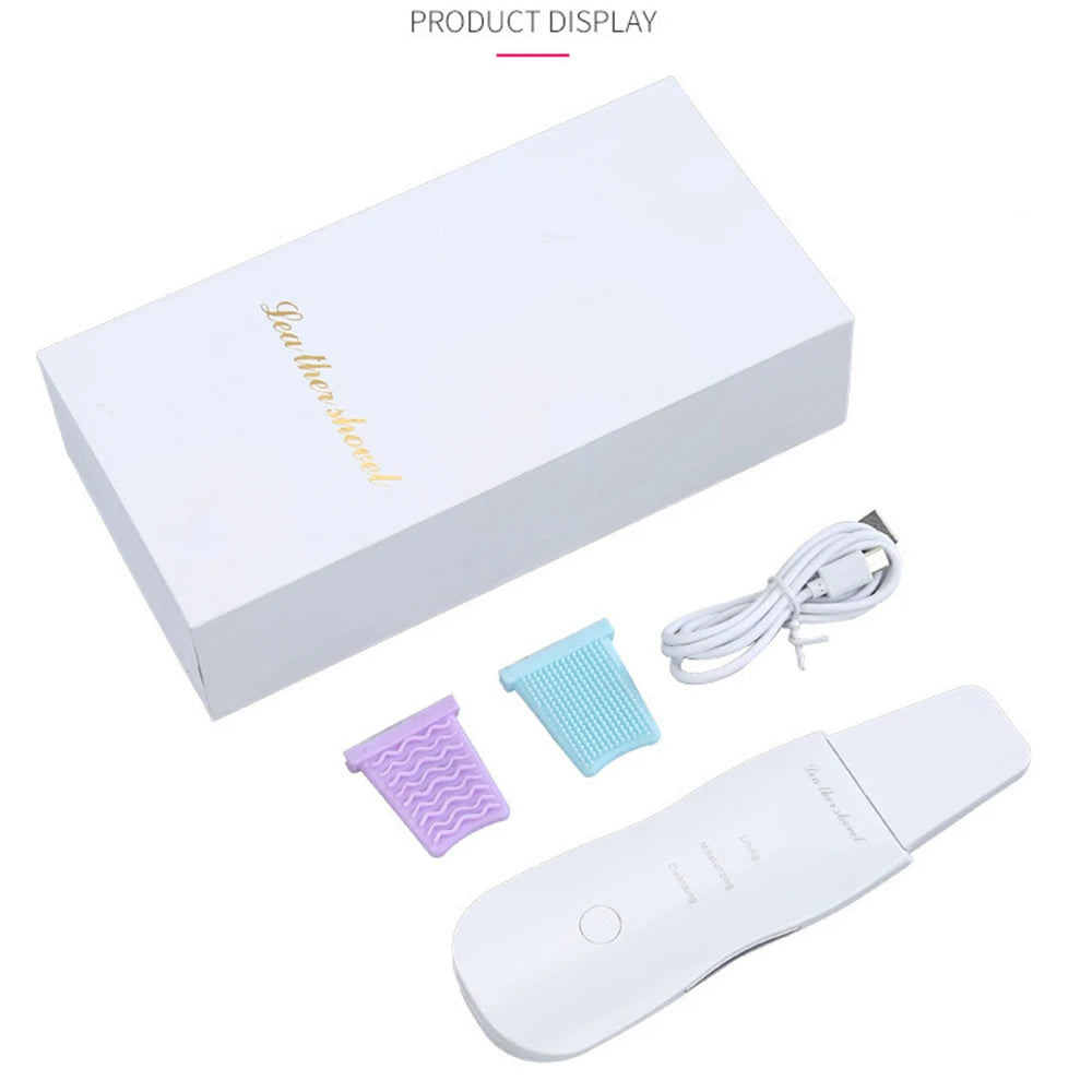 Electric Ultrasonic Skin Scrubber Vibration Face Spatula Peeling Blackhead Remover Facial Lifting Cleansing Ultrasonic Skin Care