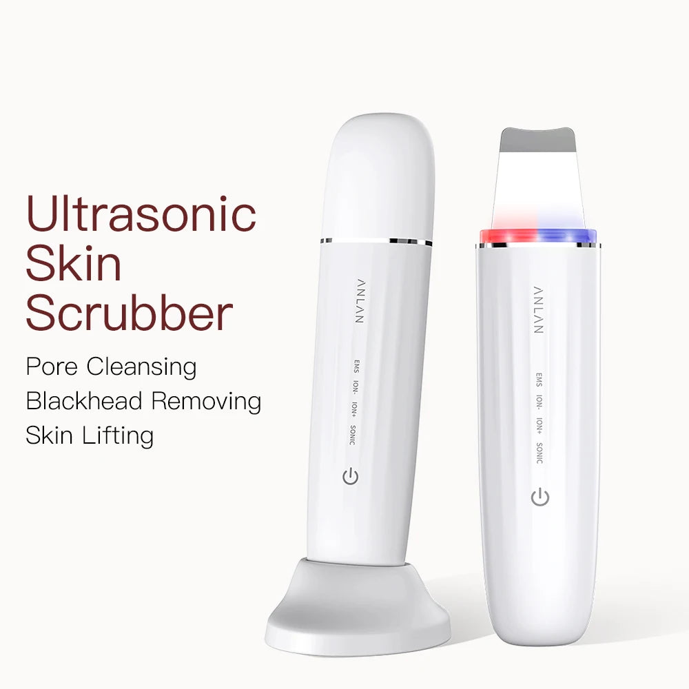 ANLAN Ultrasonic Skin Scrubber Peeling Facial Ultrasonic EMS Facial Lifting Red Blue Skin Care Pore Deep Cleansing Machine IPX7